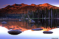 As can be seen, this picture of Wright's Lake was taken as sunset approached and the color of light changed from white to orange. Wright's Lake, CA. 'Nikon F100 35mm SLR' (Click for larger view)