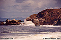 Waves breaking on the rocks in this north looking view. Pacifica, CA. 'Minolta X700 35mm SLR' (Click for larger view)