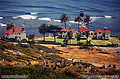 This view of the lower lighthouse on Point Loma is taken from near the upper lighthouse. The lower lighthouse is actually used as a residence and is closed to the public. You can only see this lighthouse from a distance. There is a road down to the tide pools that allows a closer approach but it does not present the dramatic view seen in this picture. Point Loma, CA 'Minolta X700 35mm SLR' (Click for larger view)