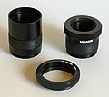 Meade T-mount adapter tube & Nikon T-mount ring (Click for larger view)