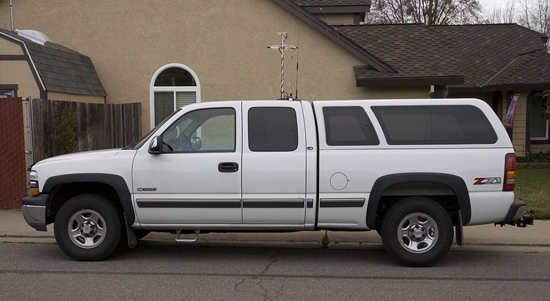 Completed mobile loop antennas mounted on truck